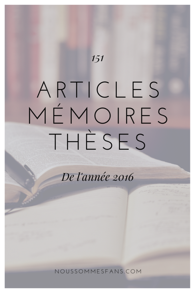 Articles, mémoires et thèses de 2016