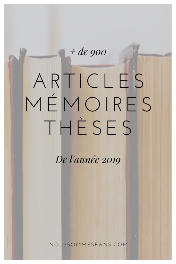 Articles, mémoires et thèses de 2019